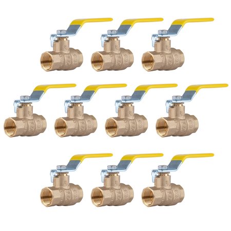 HAUSEN 3/8 in. Lead Free Brass Threaded FIP x FIP Ball Valve, 10PK HA-BV122-10